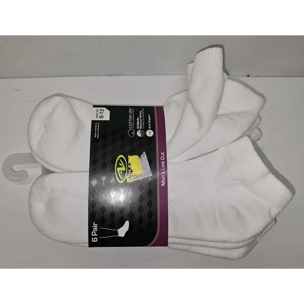 Athletic Works Men's Low Cut Sock, 6 Pack Size 6-12